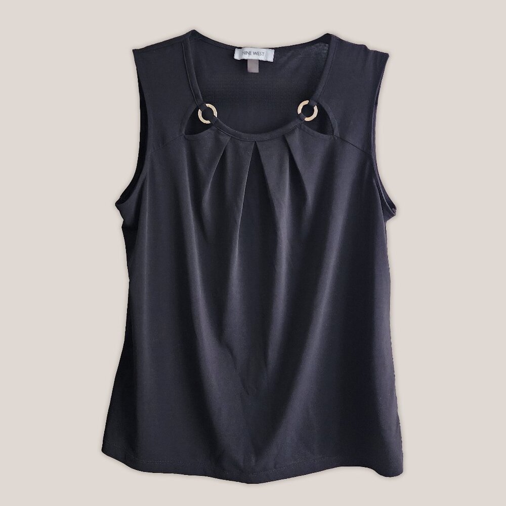 Nine West Black Top with Gold Rings Blouse